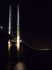 This picture was taken 2016 and showes the bridge Øresundsmotorvejen between København Danmark and Malmö Sweden. It was taken on the sea with direction Københavns Lufthavn This picture was taken 2016 and showes the bridge Øresundsmotorvejen between København Danmark and Malmö Sweden. It was taken on the sea with direction Københavns Lufthavn