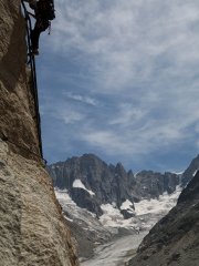 On the way to couvercle lodge over "Mer de glace" in Mont Blanc region, Chamonix France On the way to couvercle lodge over "Mer de glace" in Mont Blanc region, Chamonix France
